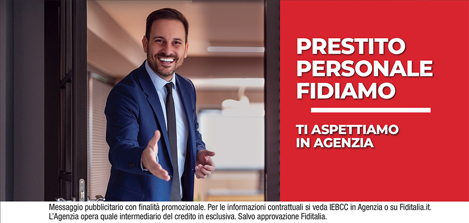 Agenzia Financial Consulting S.n.c. Fiditalia | Alcamo | Prestito Personale Fidiamo - Ti aspettiamo per realizzare i tuoi progetti. Messaggio pubblicitario con finalità promozionale. Per le informazioni contrattuali si veda IEBCC in Agenzia o su Fiditalia.it. L’Agenzia opera quale intermediario del credito in esclusiva. Salvo approvazione Fiditalia.